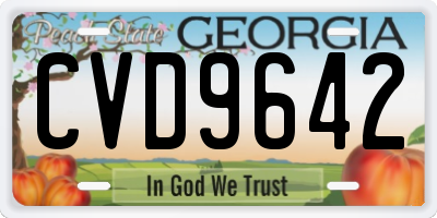 GA license plate CVD9642