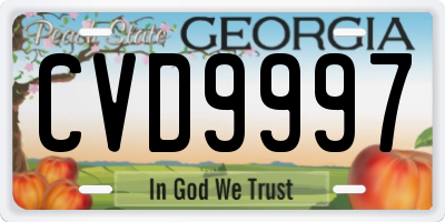 GA license plate CVD9997