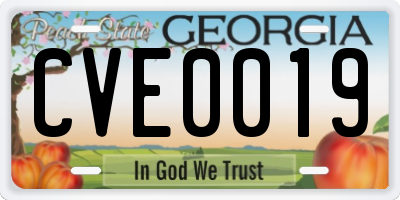 GA license plate CVE0019