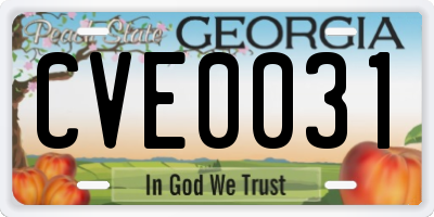 GA license plate CVE0031