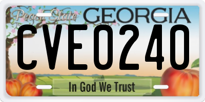 GA license plate CVE0240