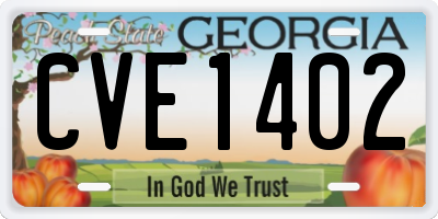 GA license plate CVE1402