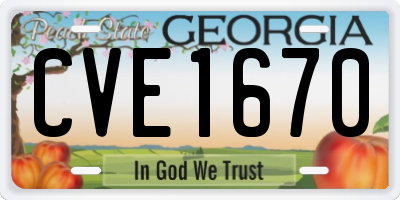 GA license plate CVE1670