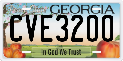 GA license plate CVE3200