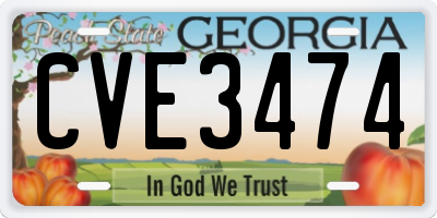 GA license plate CVE3474
