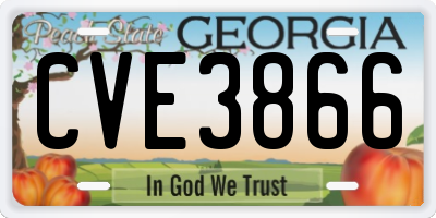 GA license plate CVE3866