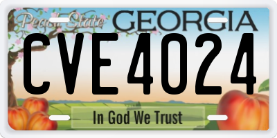 GA license plate CVE4024