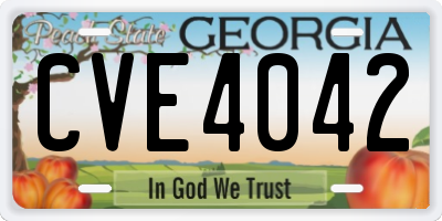 GA license plate CVE4042