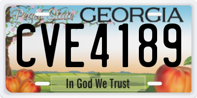 GA license plate CVE4189