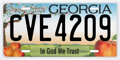 GA license plate CVE4209