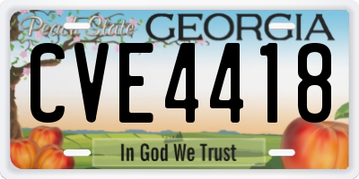 GA license plate CVE4418