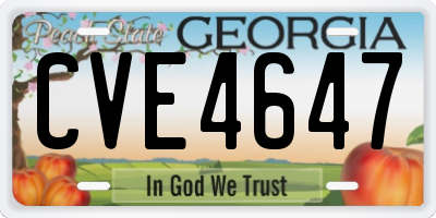 GA license plate CVE4647