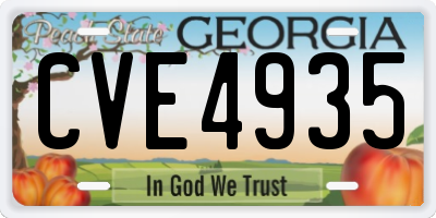 GA license plate CVE4935