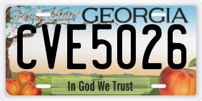 GA license plate CVE5026