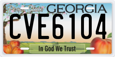 GA license plate CVE6104