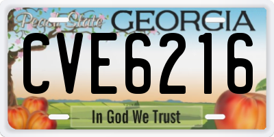 GA license plate CVE6216