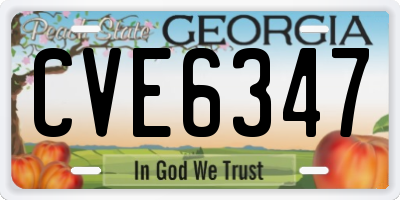 GA license plate CVE6347