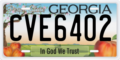 GA license plate CVE6402