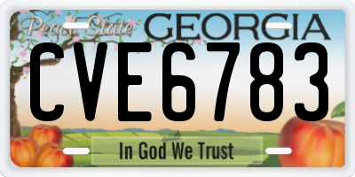 GA license plate CVE6783