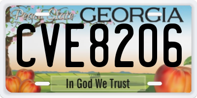 GA license plate CVE8206