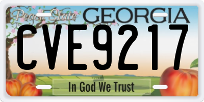 GA license plate CVE9217