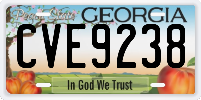 GA license plate CVE9238
