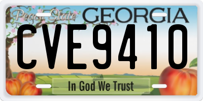 GA license plate CVE9410