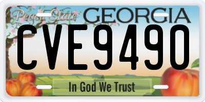 GA license plate CVE9490