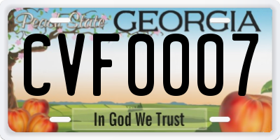 GA license plate CVF0007