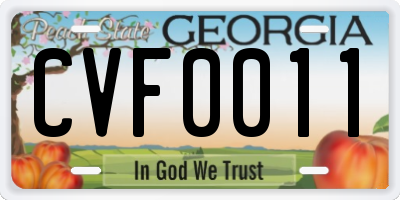GA license plate CVF0011