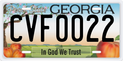 GA license plate CVF0022
