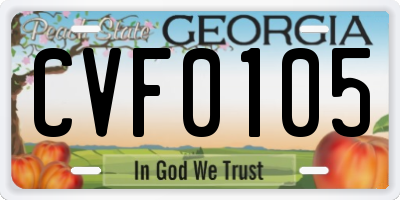 GA license plate CVF0105