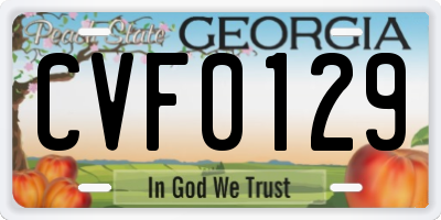 GA license plate CVF0129