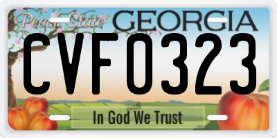 GA license plate CVF0323