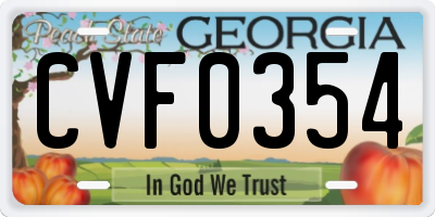 GA license plate CVF0354