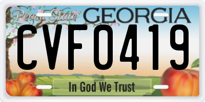 GA license plate CVF0419