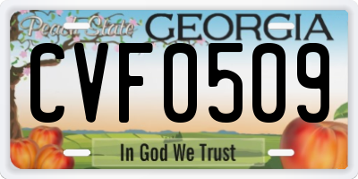 GA license plate CVF0509