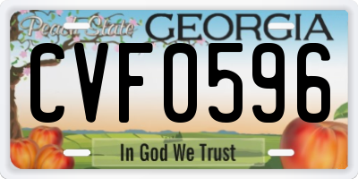 GA license plate CVF0596