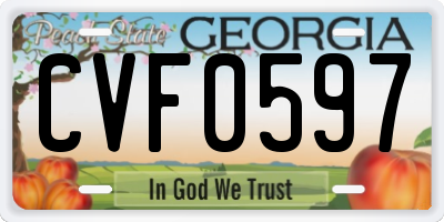 GA license plate CVF0597