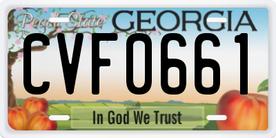 GA license plate CVF0661