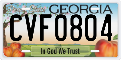 GA license plate CVF0804