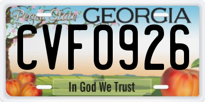 GA license plate CVF0926