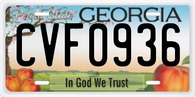 GA license plate CVF0936