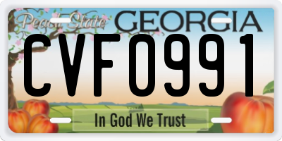 GA license plate CVF0991