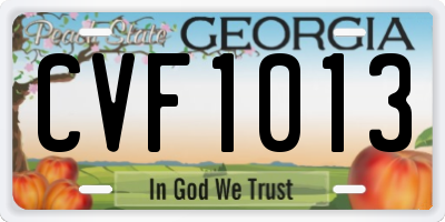 GA license plate CVF1013