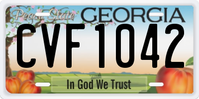 GA license plate CVF1042