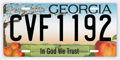 GA license plate CVF1192