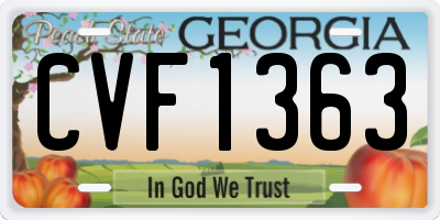 GA license plate CVF1363