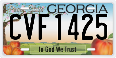 GA license plate CVF1425