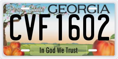 GA license plate CVF1602
